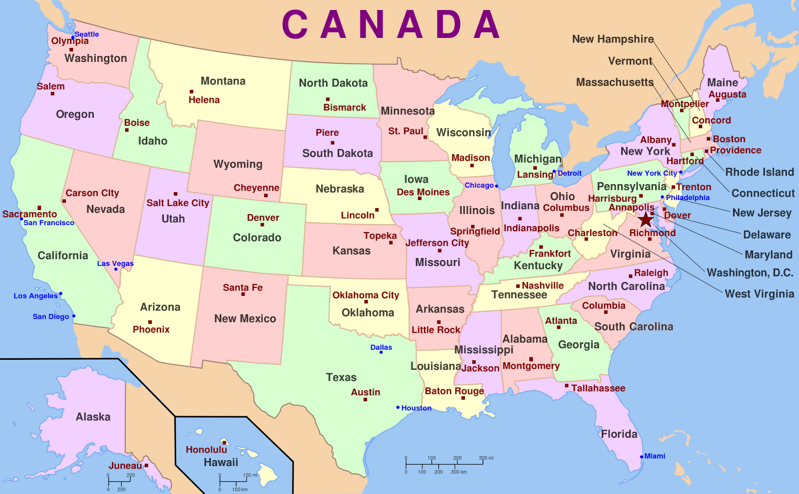 Download Usa Map Cities - States Map With State Names , HD Wallpaper & Backgrounds