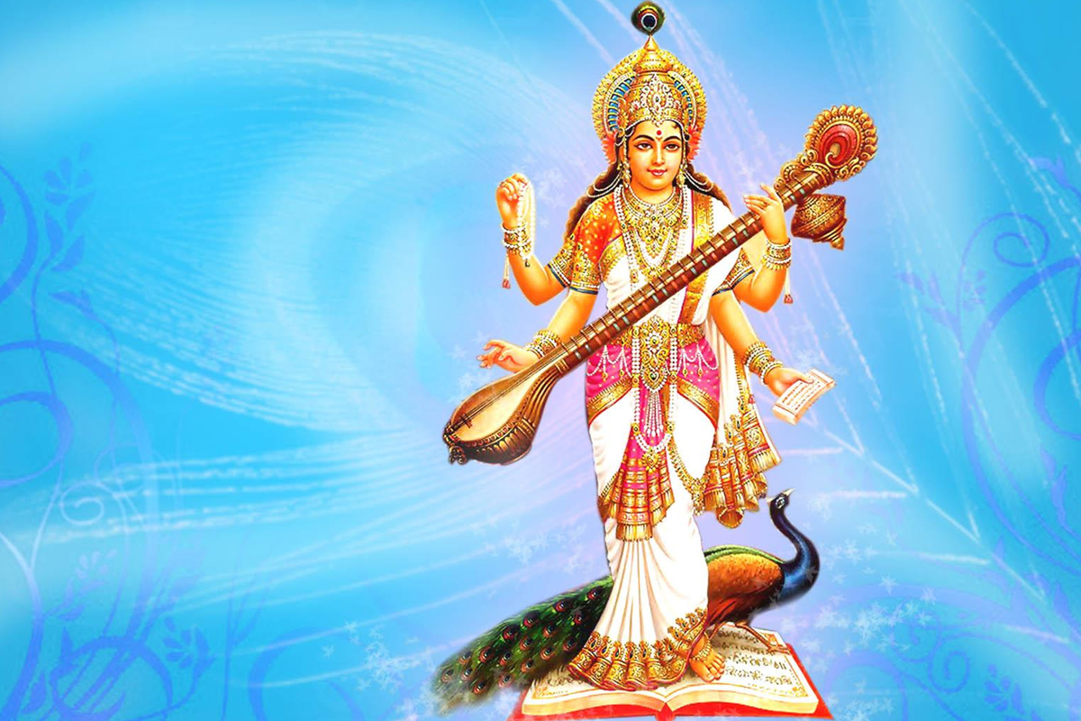 Maa Saraswati Photo - Happy Saraswati Puja 2019 , HD Wallpaper & Backgrounds