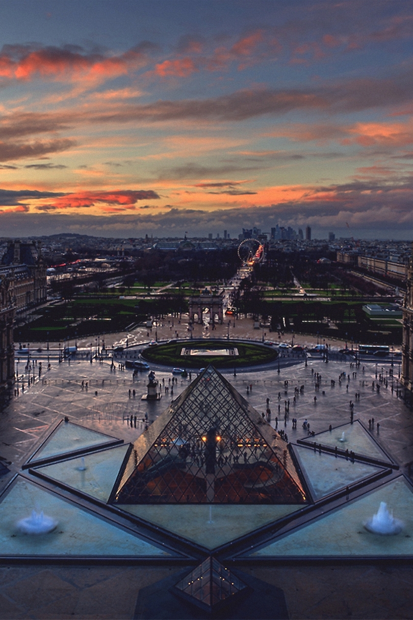 Paris Pyramid Louvre Sunset - Louvre Sunset , HD Wallpaper & Backgrounds