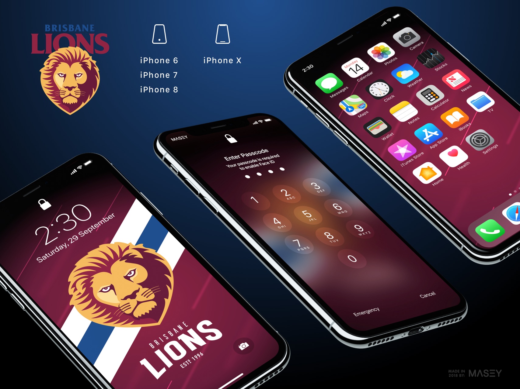 Brisbane Lions Iphone Wallpaper - Iphone X Wallpaper Phone , HD Wallpaper & Backgrounds