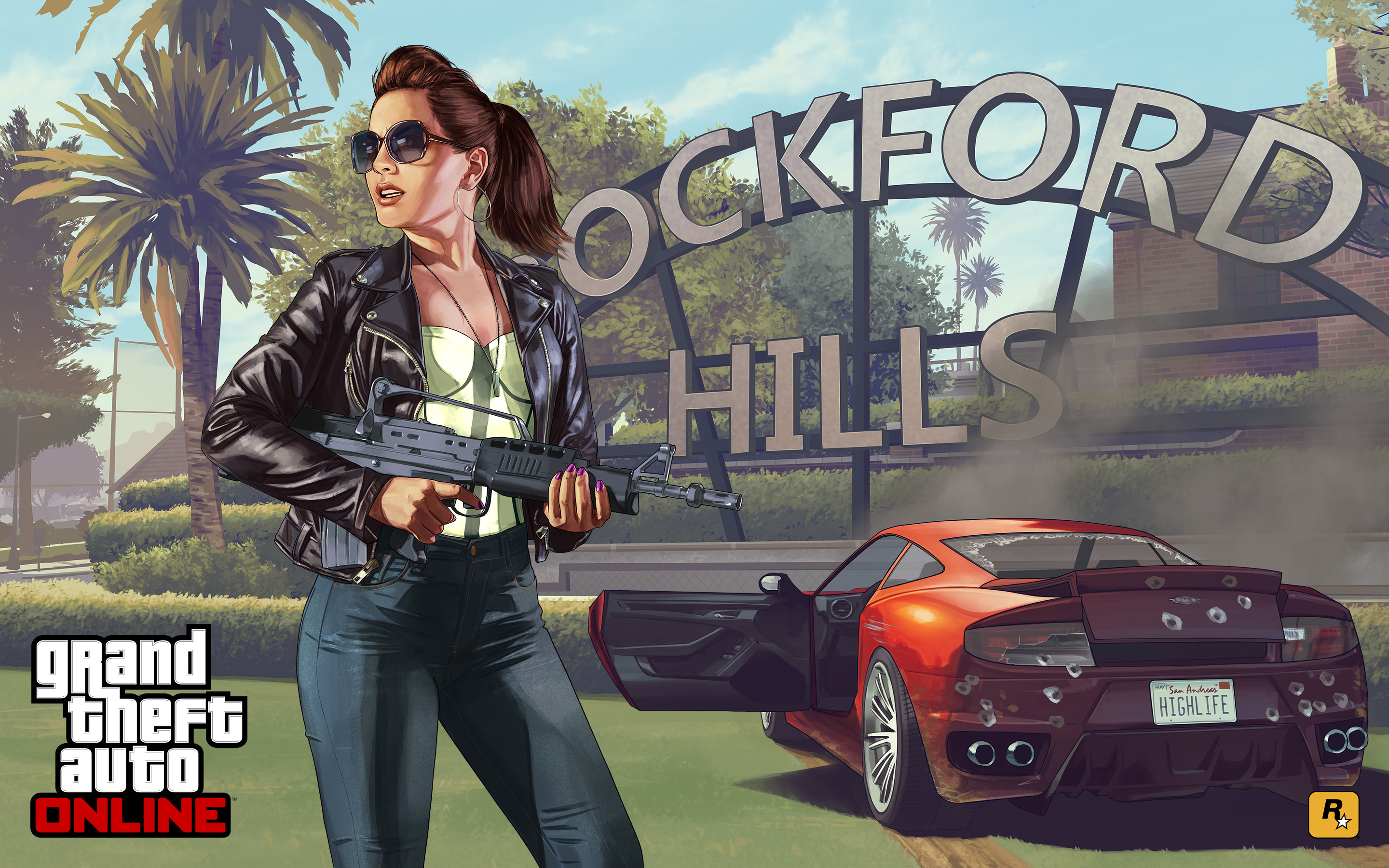 Widescreen Gaming Gta 5 1666 Online Wallpaper Highlife - Grand Theft Auto Online Art , HD Wallpaper & Backgrounds