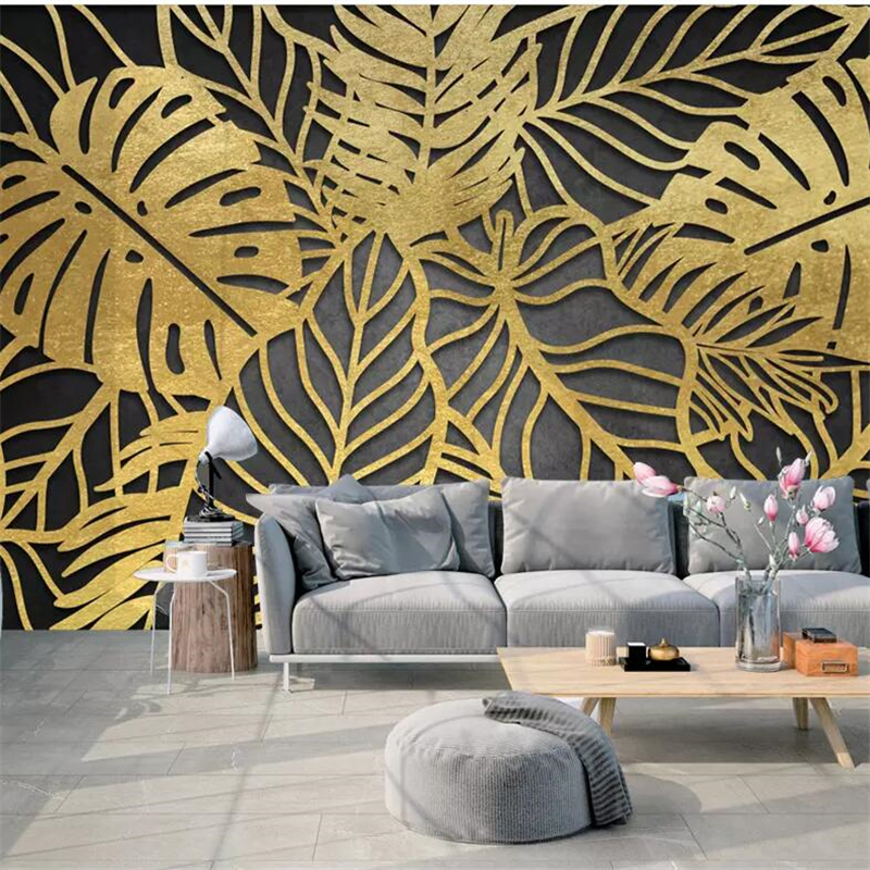 Beibehang Custom Wallpaper 3d Photo Mural Nordic Rainforest - Gold Leaf Texture For Wall , HD Wallpaper & Backgrounds