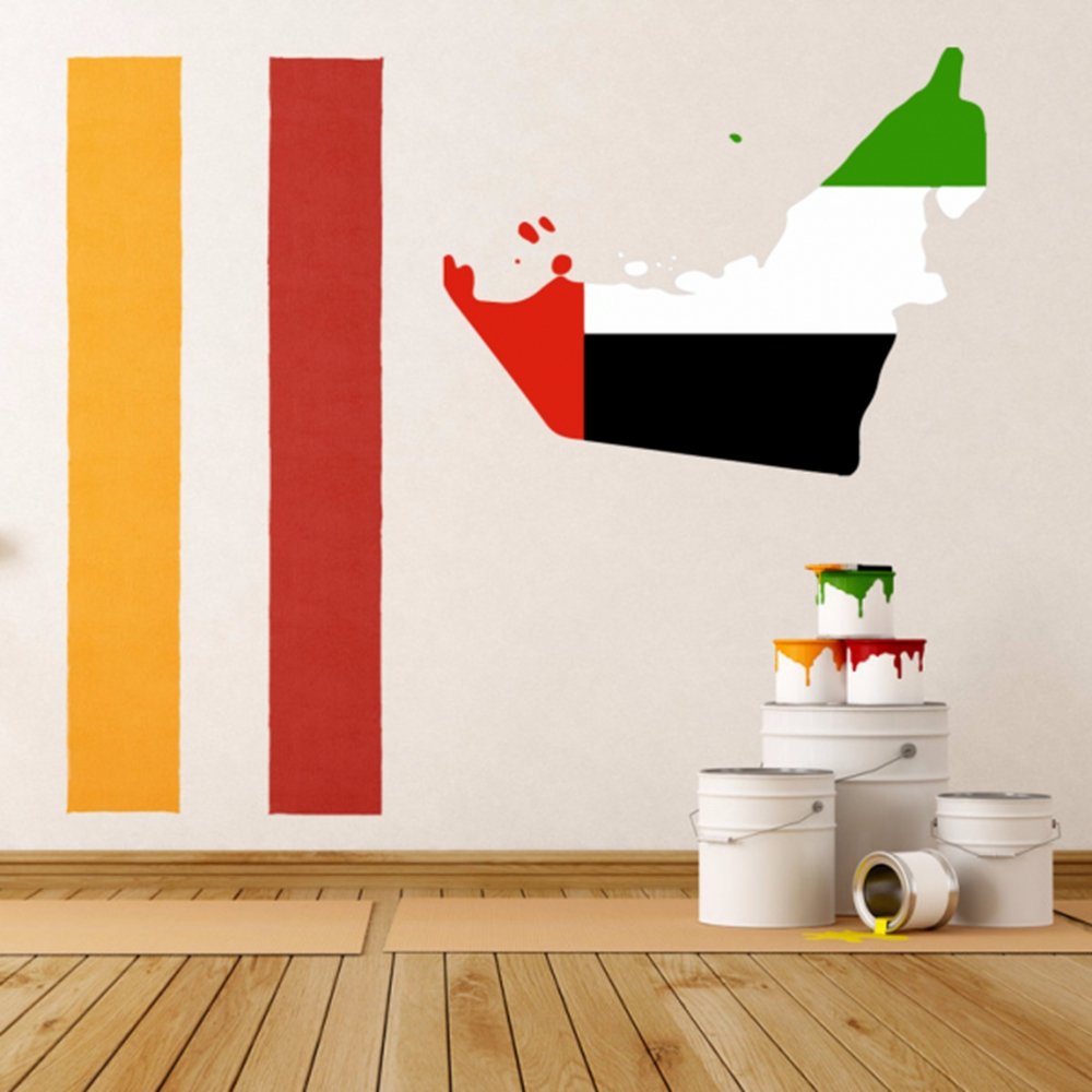 Diythinker Flag Map Of The Uae Wall Vinyl Sticker Custom - Banner Design House Painting , HD Wallpaper & Backgrounds