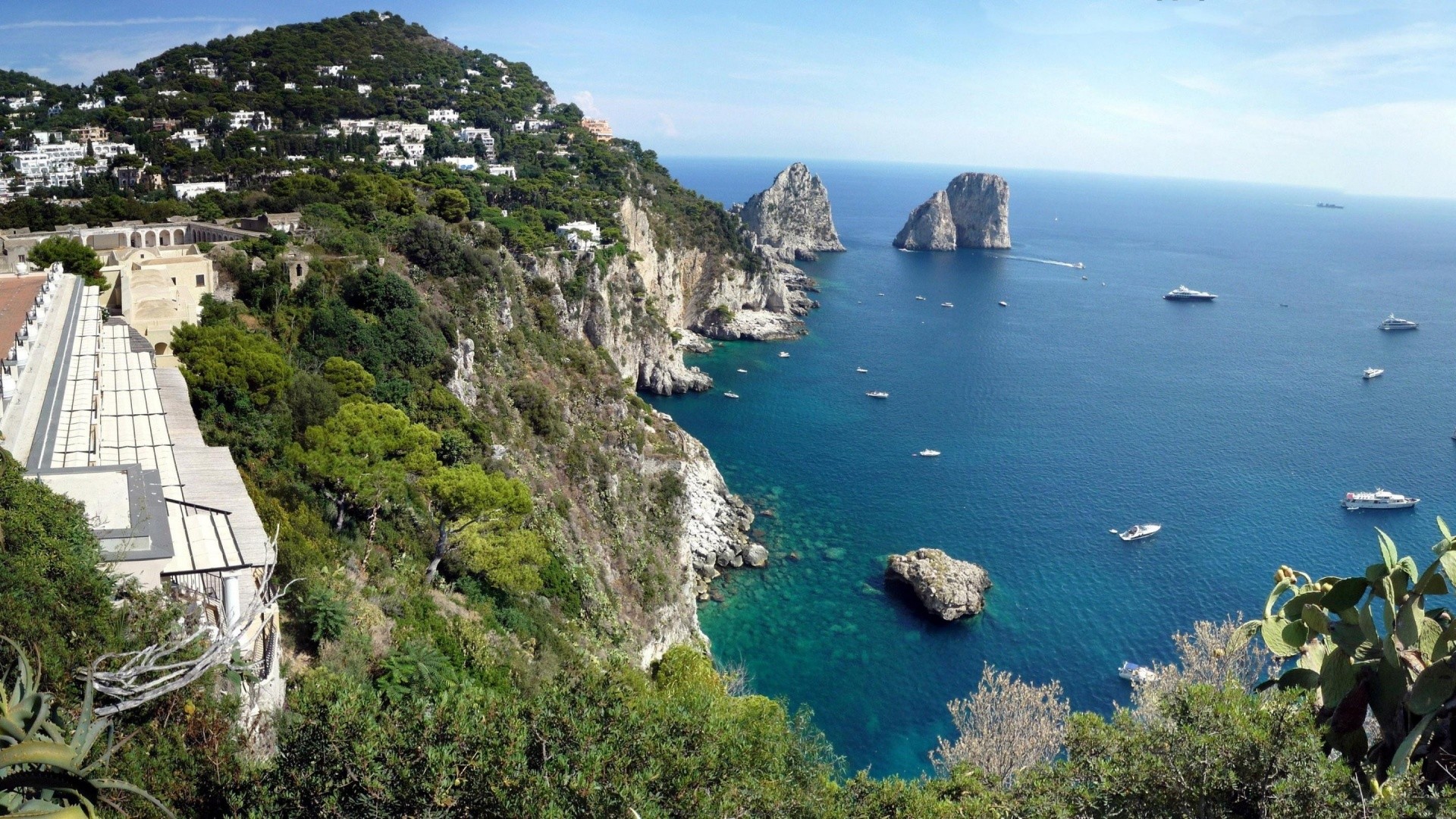 Island Italy Nature Oceans Campania Islands Capri Atlantic - Faraglioni , HD Wallpaper & Backgrounds