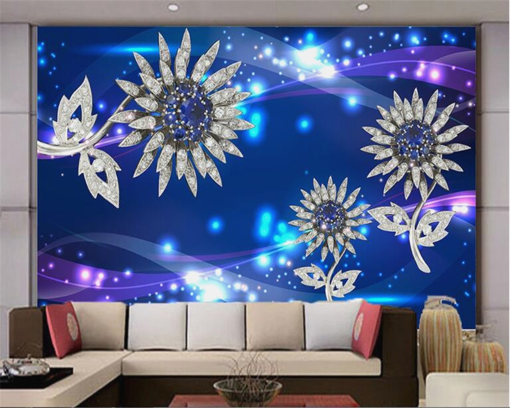 Beibehang Wallpaper For Walls 3 D Blue Diamond Jewelry - Wall , HD Wallpaper & Backgrounds