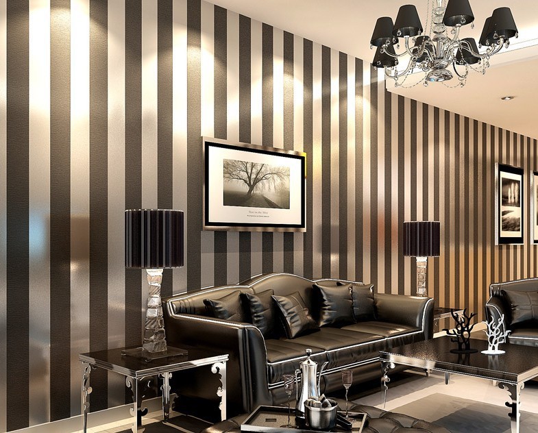 Striped Glitter Wallpaper - Black And Gold Wallpaper Living Room , HD Wallpaper & Backgrounds