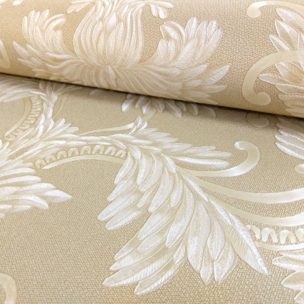 Holden Opus Clara Damask Pattern Wallpaper Leaf Motif - Bed Sheet , HD Wallpaper & Backgrounds