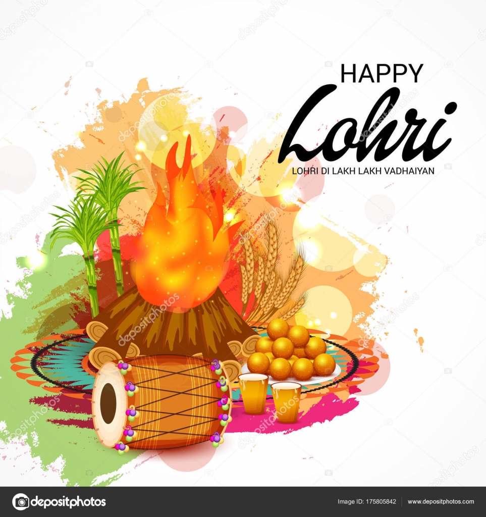 Vector Illustration Festival Happy Lohri Background - Lohri Di Lakh Lakh Vadhaiyan , HD Wallpaper & Backgrounds