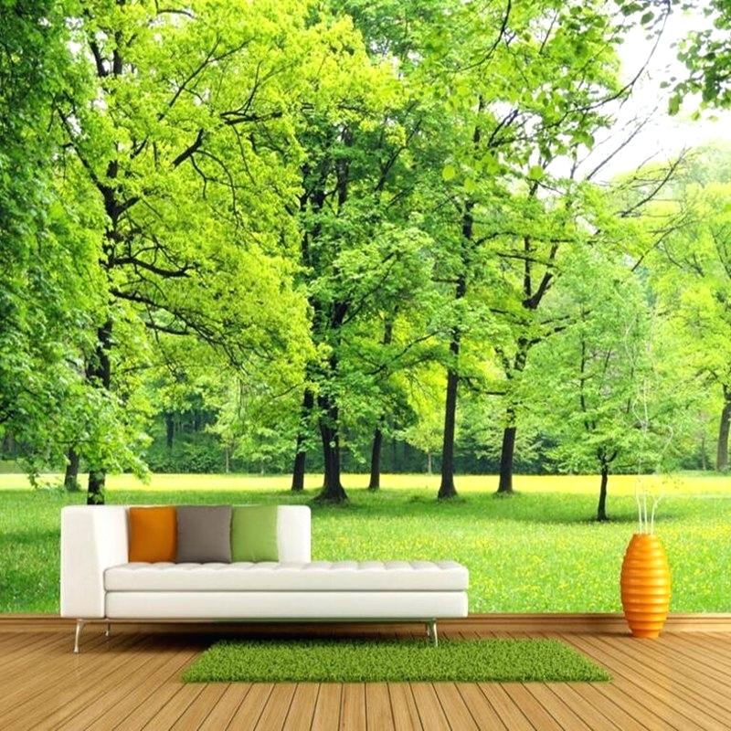 Landscape Wallpaper Wall Murals Green Woods Paper Hd - Green Forest Wall Sticker , HD Wallpaper & Backgrounds