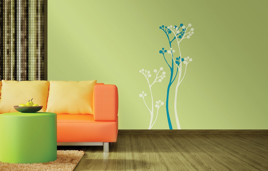 Colourdrive-asian Paint Summer Bloom Stencil - Asian Paints Design On Wall , HD Wallpaper & Backgrounds