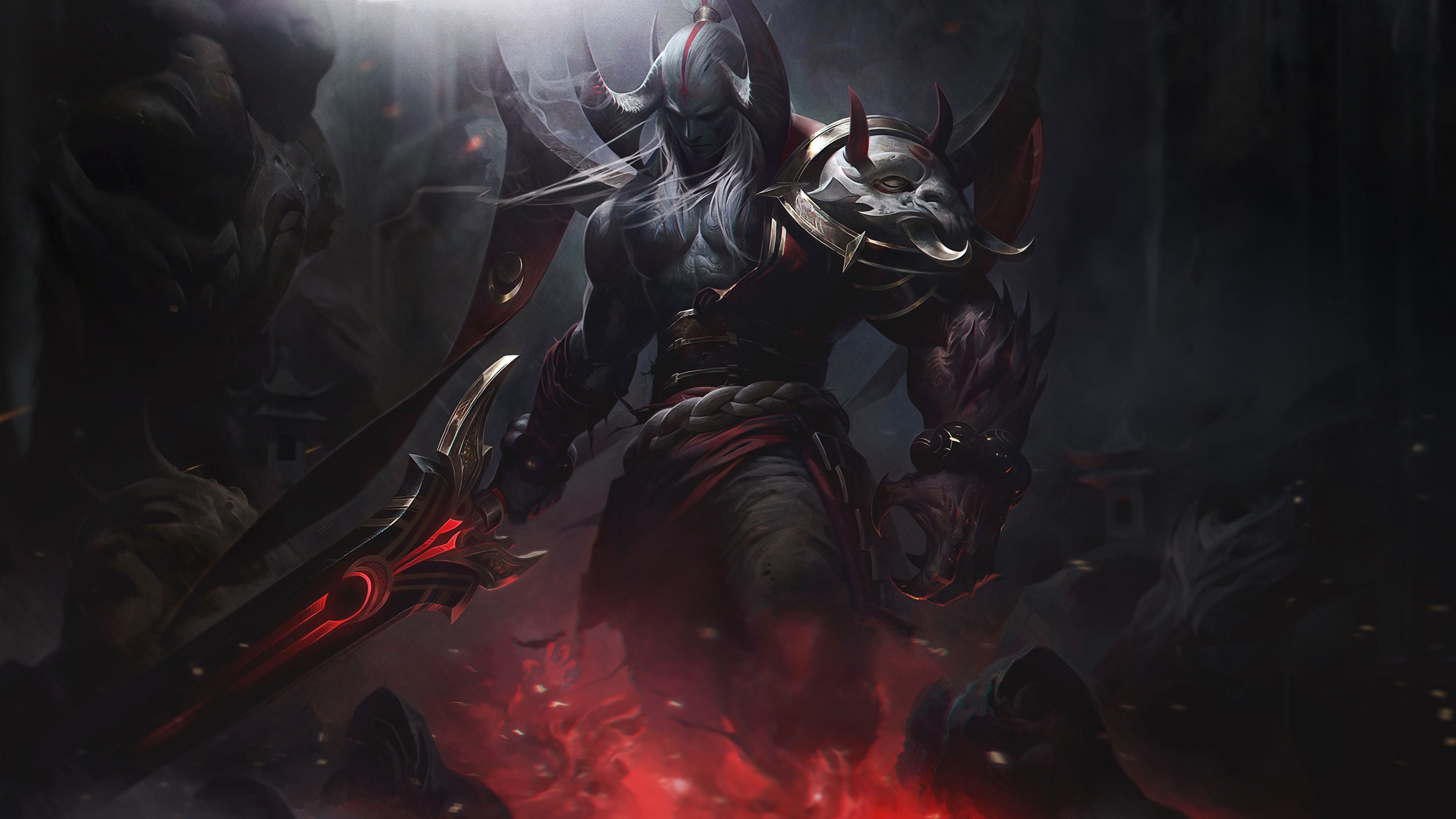 Blood Moon Aatrox Splash Art Hd Wallpaper Background - Skin Aatrox Lua Sangrenta , HD Wallpaper & Backgrounds