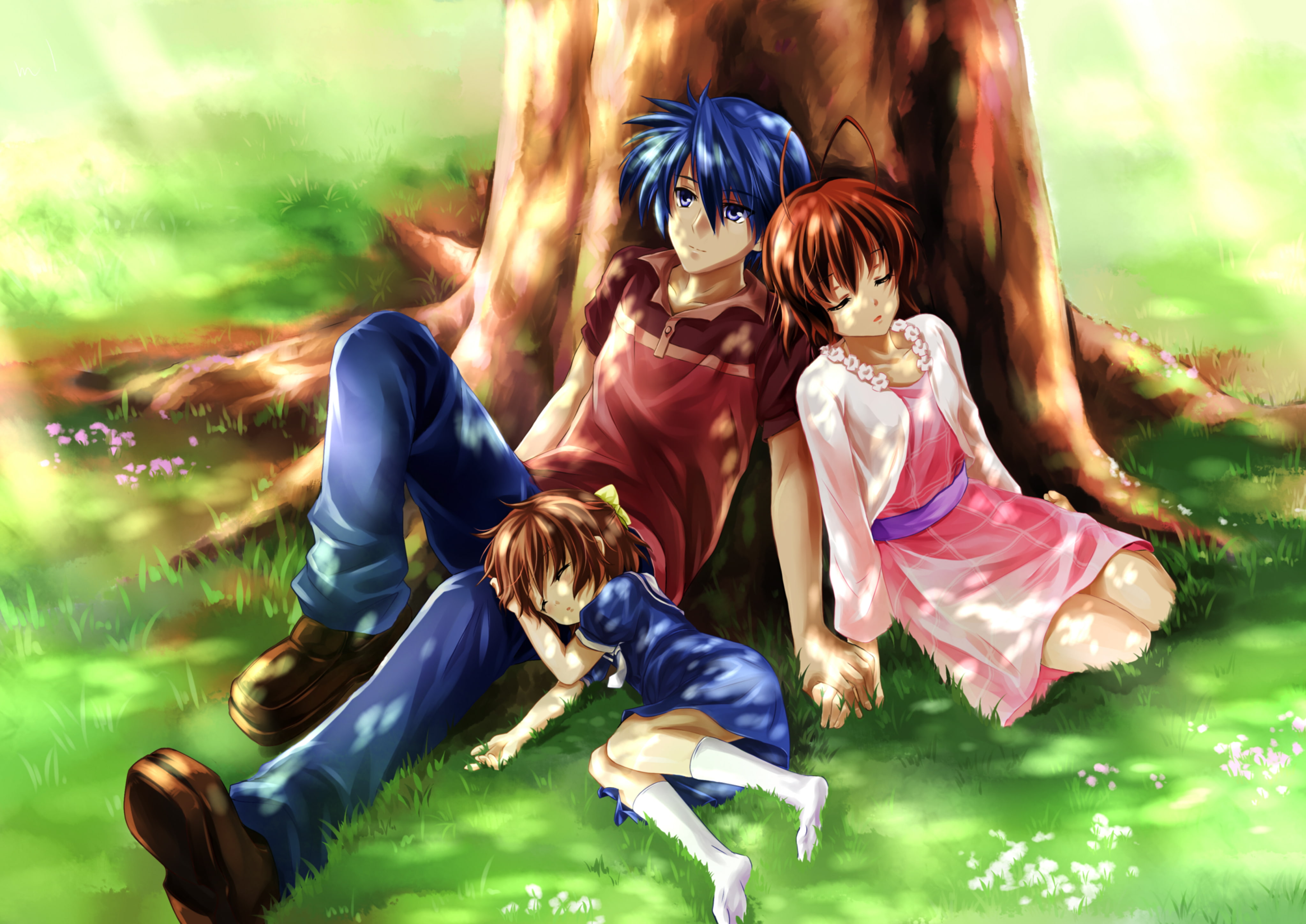 Blue, Bow, Brown, Clannad, Eyes, Furukawa, Grass, Hair, - Clannad Tomoya Nagisa Ushio , HD Wallpaper & Backgrounds