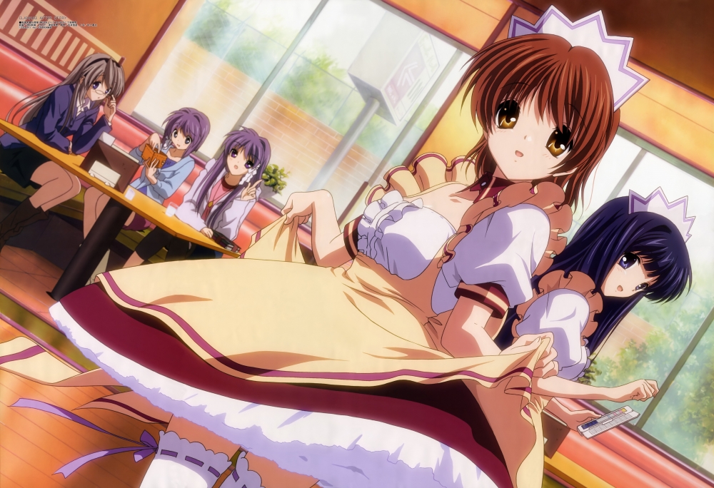 Wallpaper Clannad, Nagisa Furukawa, Tomoyo Sakagami, - Clannad Nagisa Waitress , HD Wallpaper & Backgrounds