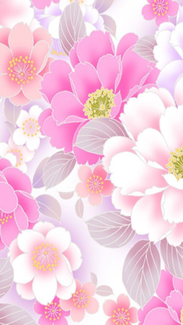 White Pink Flower Pattern 5260 Iphone Wallpaper For - Floral Background Hd Portrait , HD Wallpaper & Backgrounds