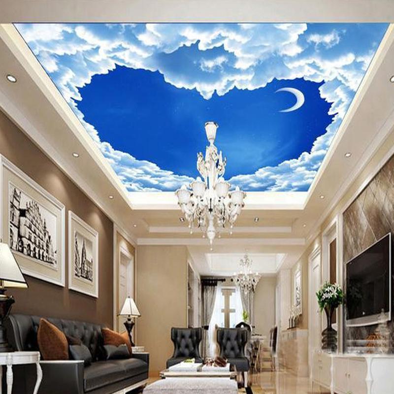 Satın Al Özel 3d Duvar Kağıdı Kalp Şeklinde Mavi Gökyüzü - 3d Ceiling Design , HD Wallpaper & Backgrounds