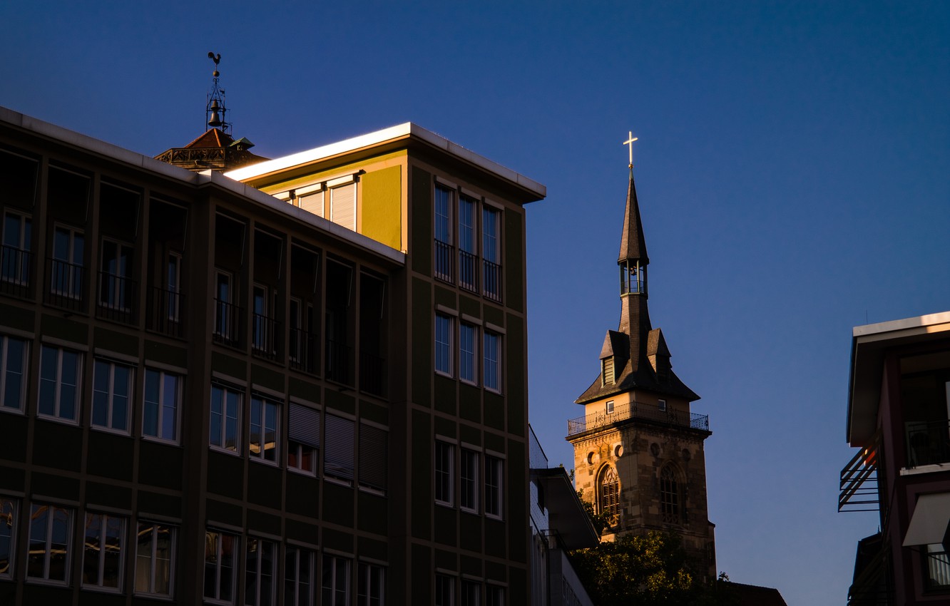 Photo Wallpaper City, Autumn, Evening, Building, Stuttgart, - Apartment , HD Wallpaper & Backgrounds
