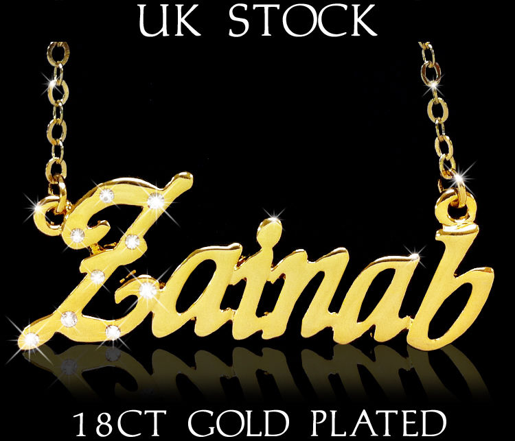 Zainab Name Necklace 18k Gold Plated Personalised Fashion - Zainab Name , HD Wallpaper & Backgrounds
