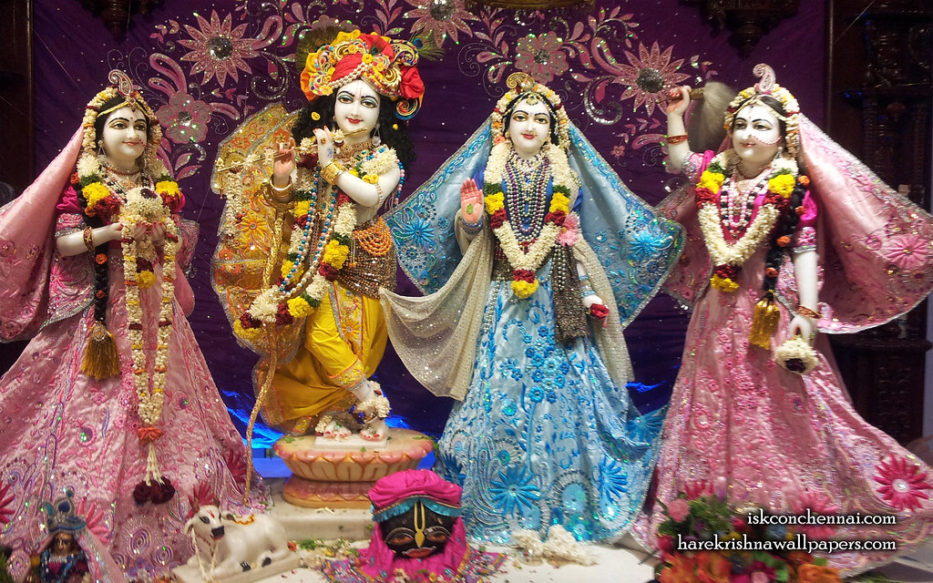 Sri Sri Radha Krishna Lalita Vishakha Wallpaper - Performance , HD Wallpaper & Backgrounds