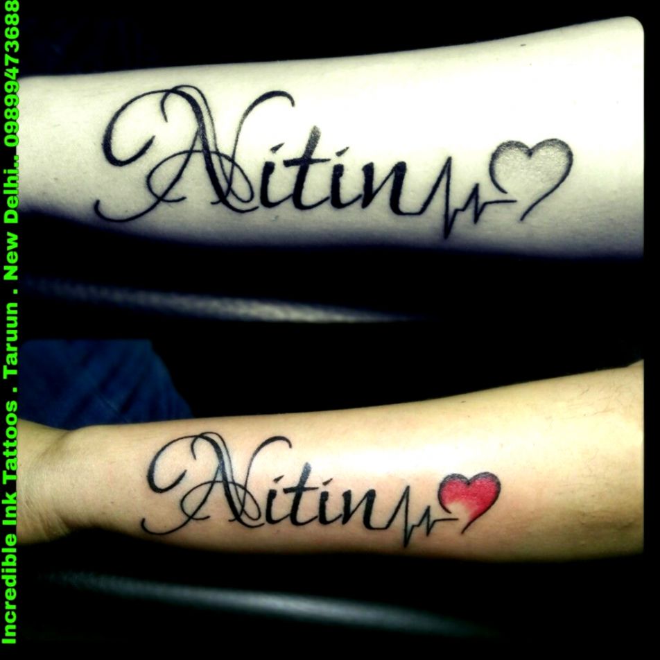 Nitin Name Heartbeat Tattoo Nitin Name Tattoo Incredible - Nitin Name Tattoo Design , HD Wallpaper & Backgrounds