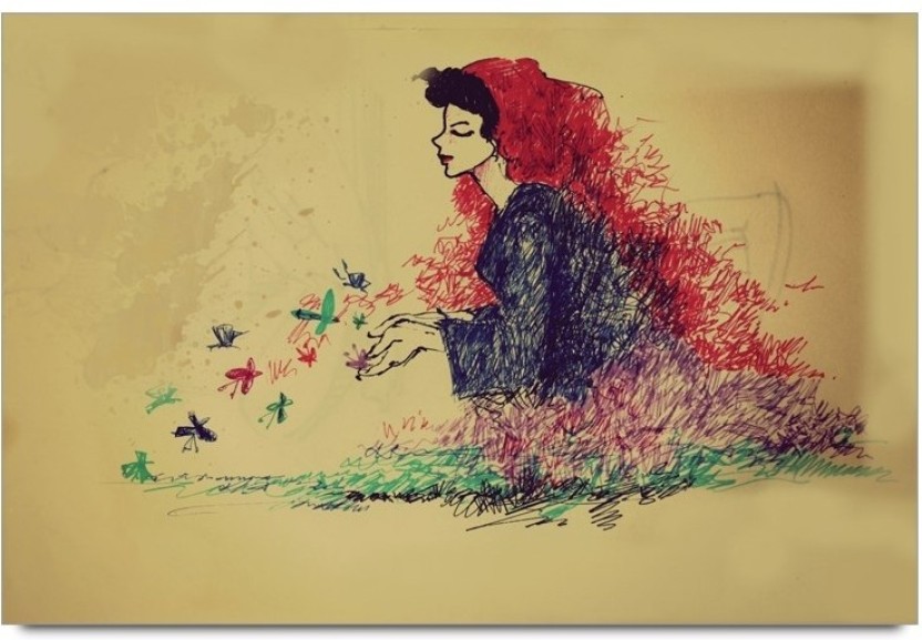 Bgfanstore Kashish Scintilla Girl Colourful Art Ps10001478 - Illustration , HD Wallpaper & Backgrounds