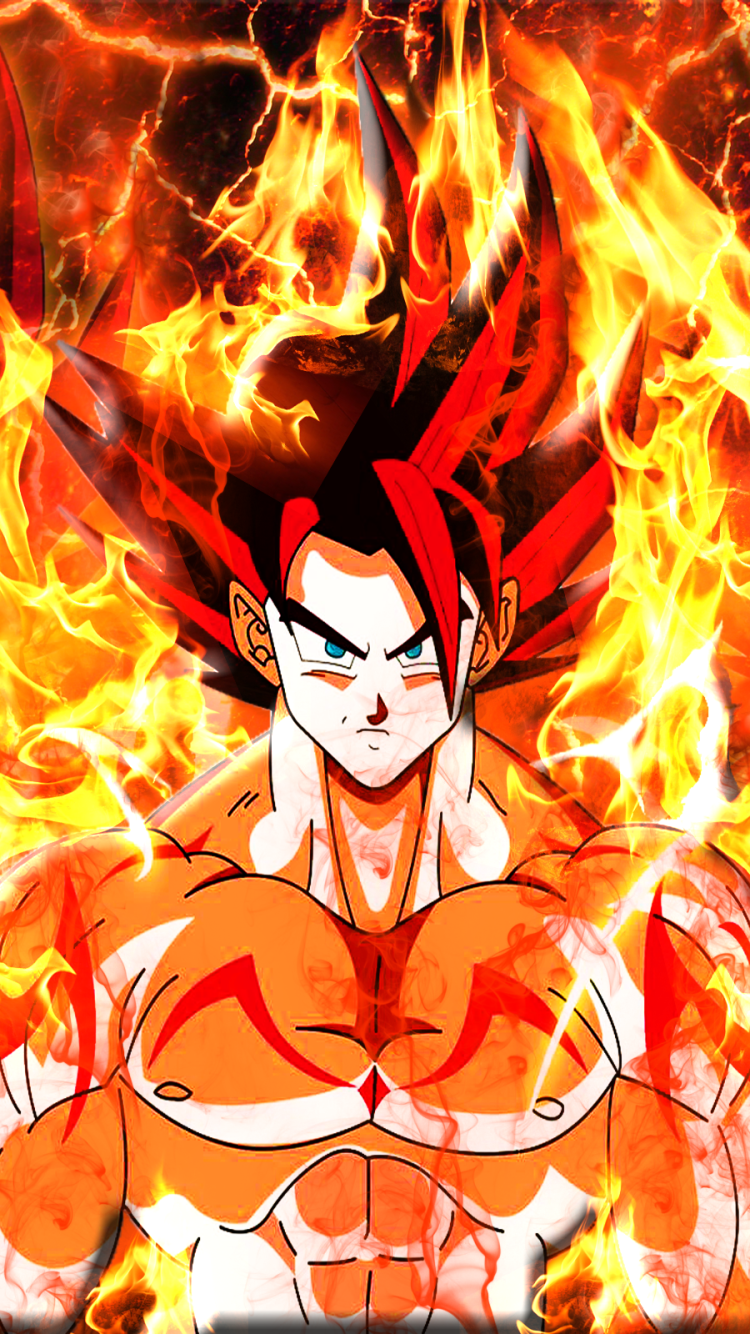 Goku Dios Rojo Anime / Dragon Ball Super Mobile Wallpaper - Cartoon , HD Wallpaper & Backgrounds