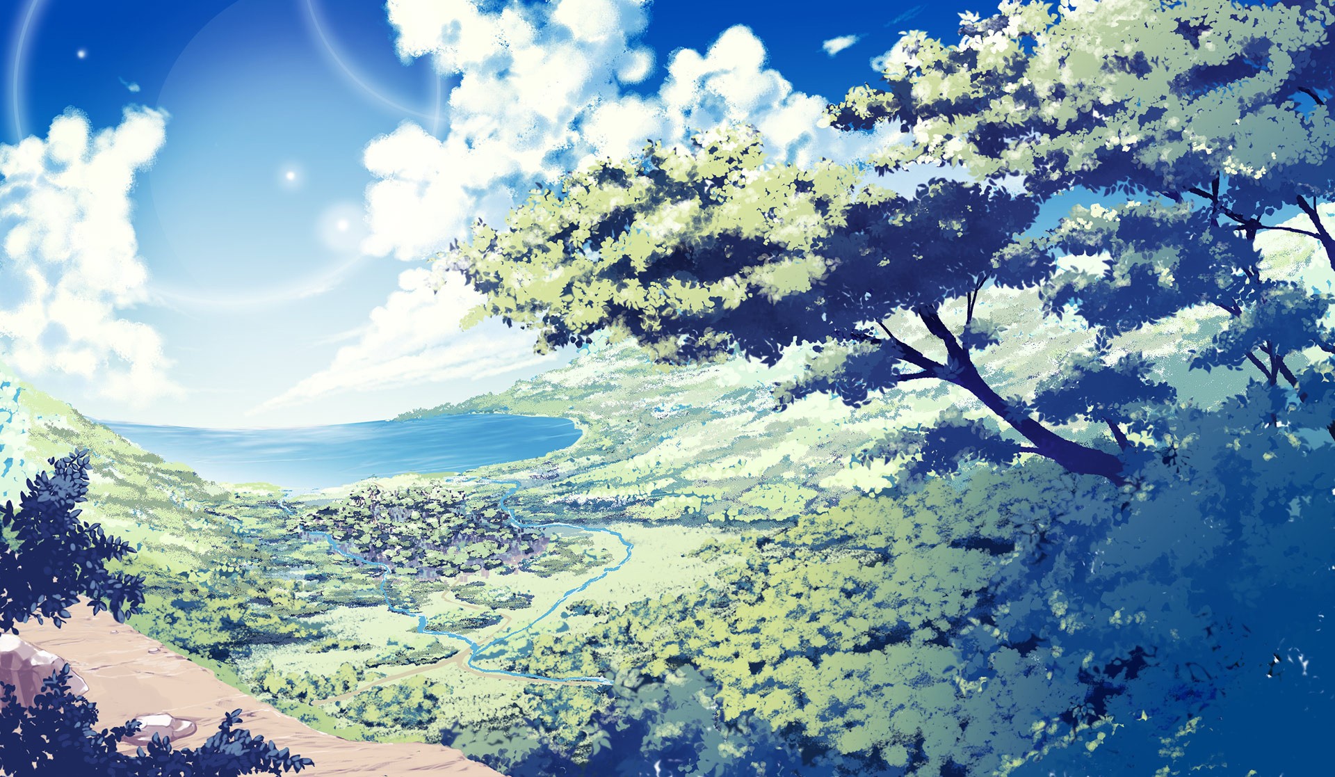 Anime Scenery Wallpaper - Nature Wallpaper Anime , HD Wallpaper & Backgrounds