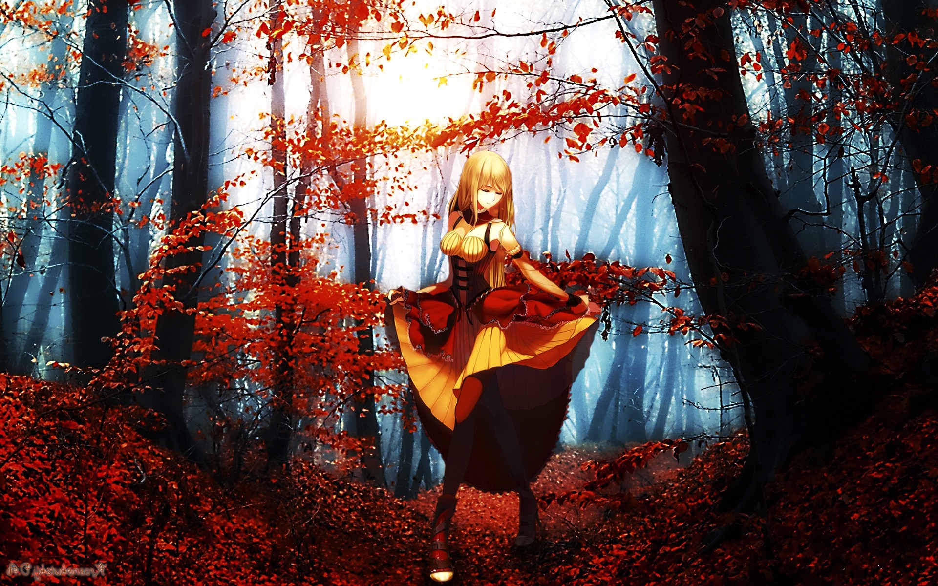 Anime Girl In The Forest , HD Wallpaper & Backgrounds