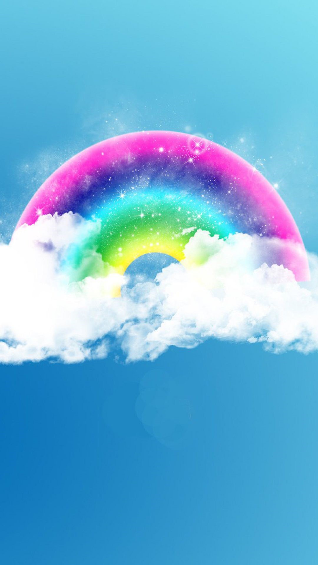 Fantasy Arco-iris Fluffy Clouds Android Wallpaper Whatsapp, - Watercolor Rainbow With Clouds , HD Wallpaper & Backgrounds