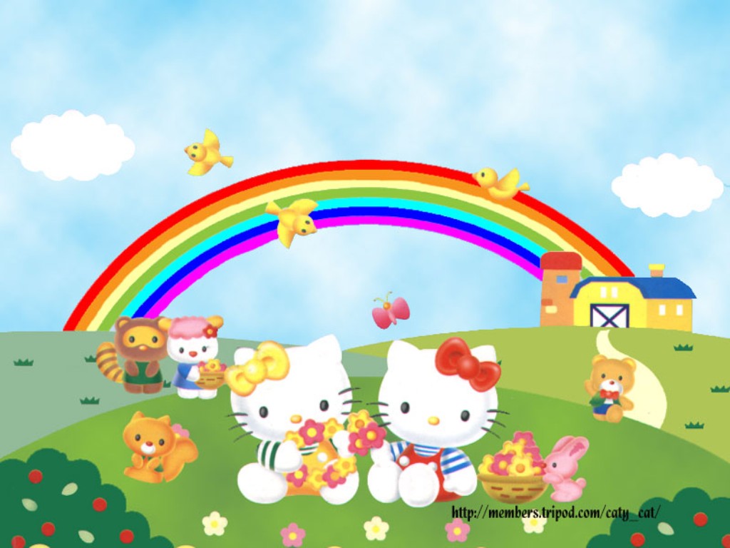 Hello Kitty Wallpaper Rainbow , HD Wallpaper & Backgrounds