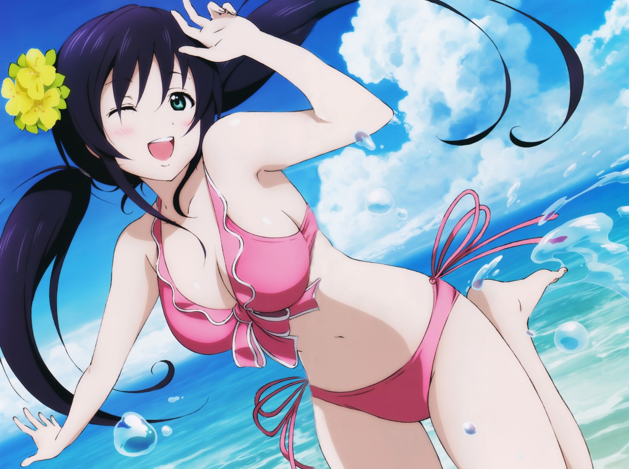 Swimsuit Nozomi, Nozomi Toujou In Swimsuit - Love Live Nozomi Bikini , HD Wallpaper & Backgrounds