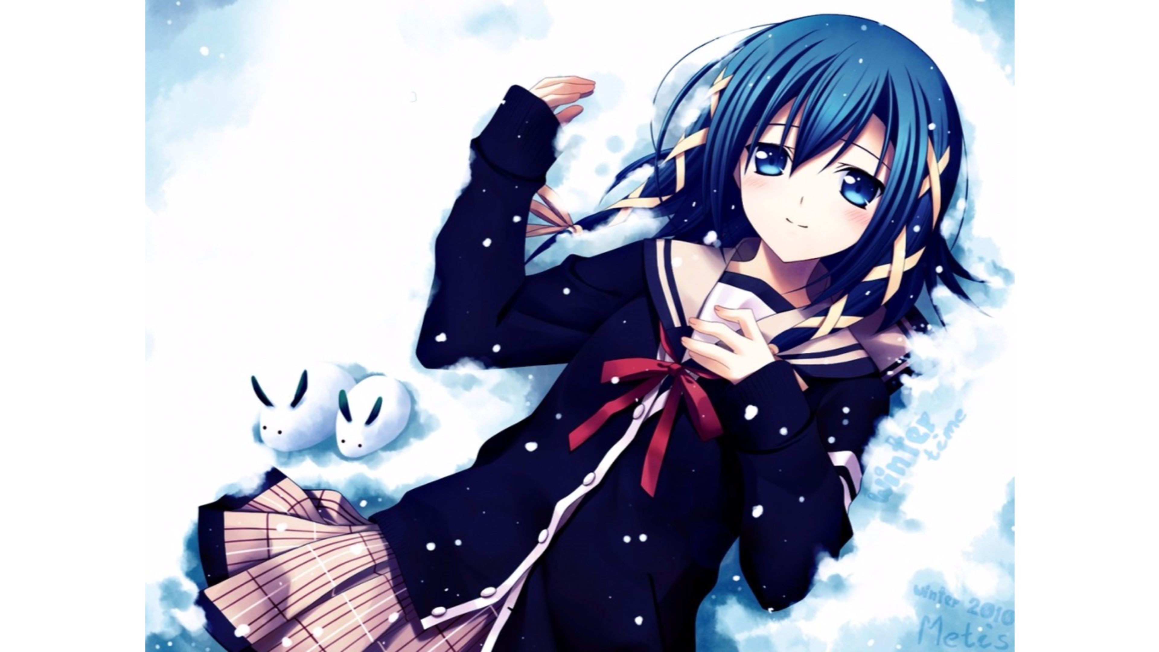 Beautiful Anime Girl Wallpaper Dark Blue Haired Anime Girls