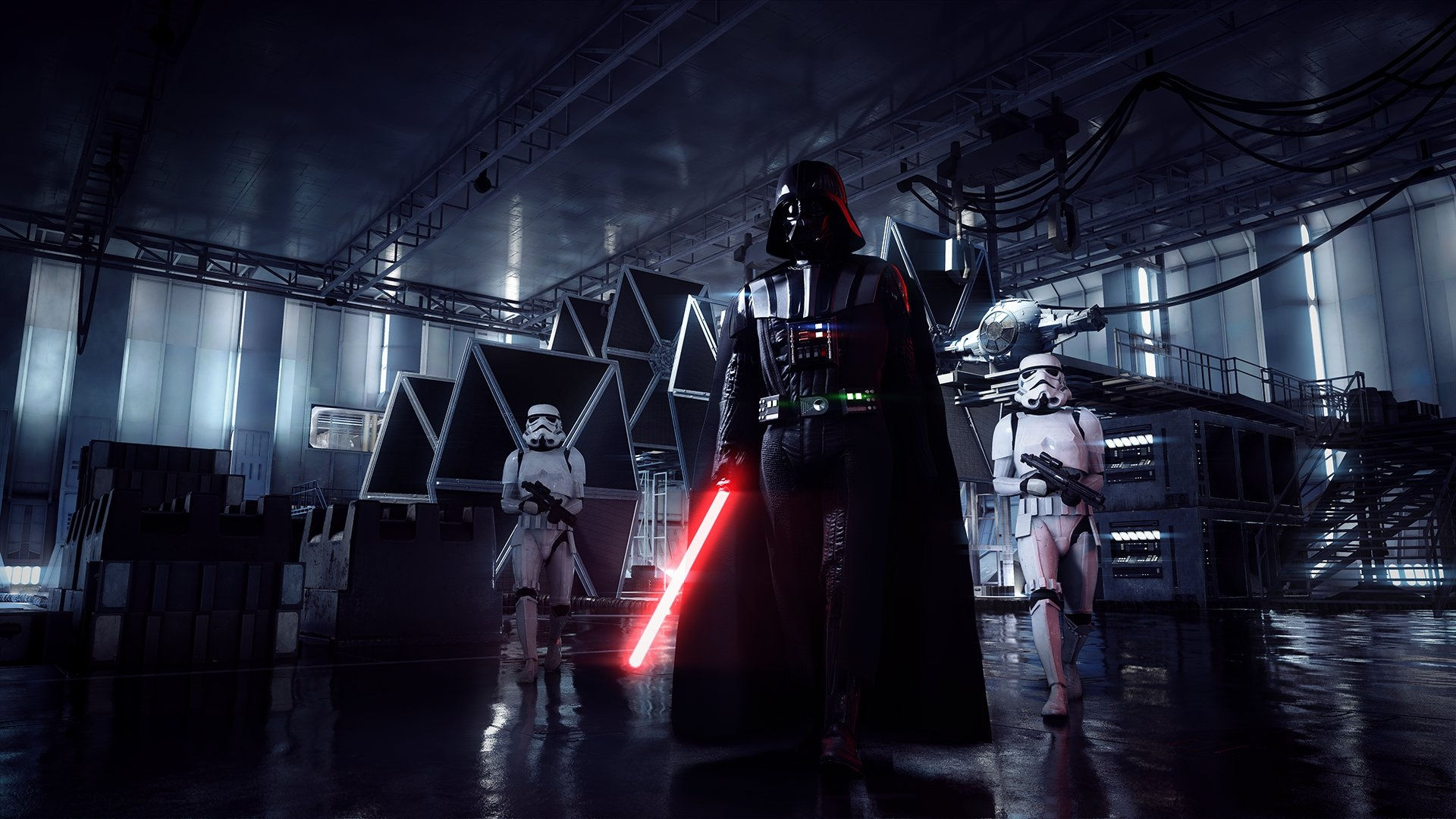 Darth Vader W Hangarze - Star Wars Battlefront 2 Darth Vader , HD Wallpaper & Backgrounds