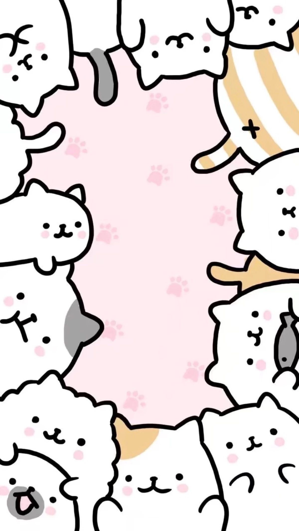 Wallpaper Kawaii - Cute Cats Wallpaper Doodle , HD Wallpaper & Backgrounds