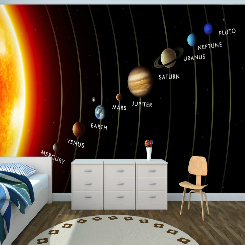 Mural Planets In Solar System Mural 3d 3d Wallpaper - Solar System Bedroom , HD Wallpaper & Backgrounds