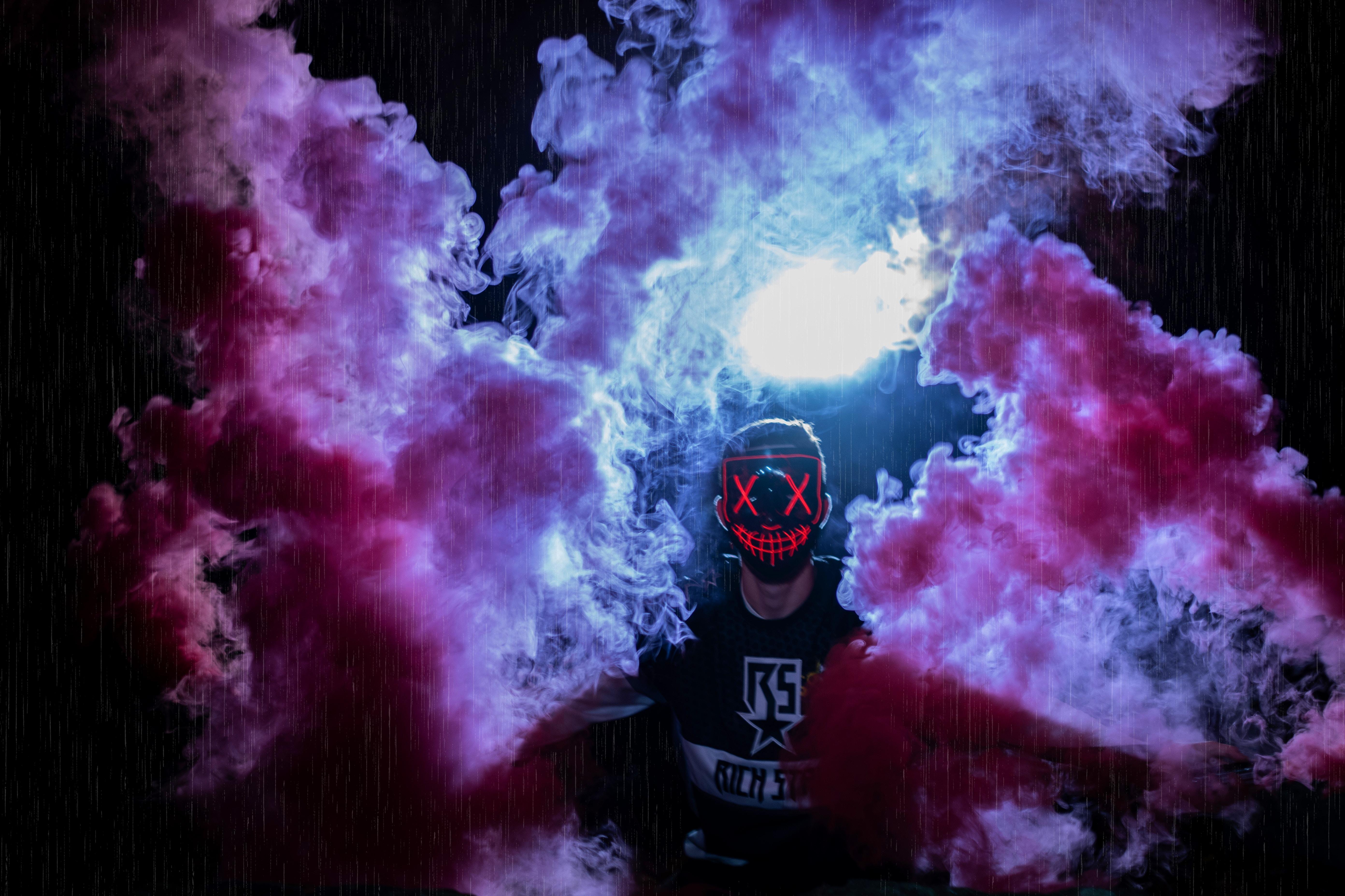 Hombre, Máscara, Humo Coloreado, Anónimo - Anonymous Wallpaper Mask Color , HD Wallpaper & Backgrounds
