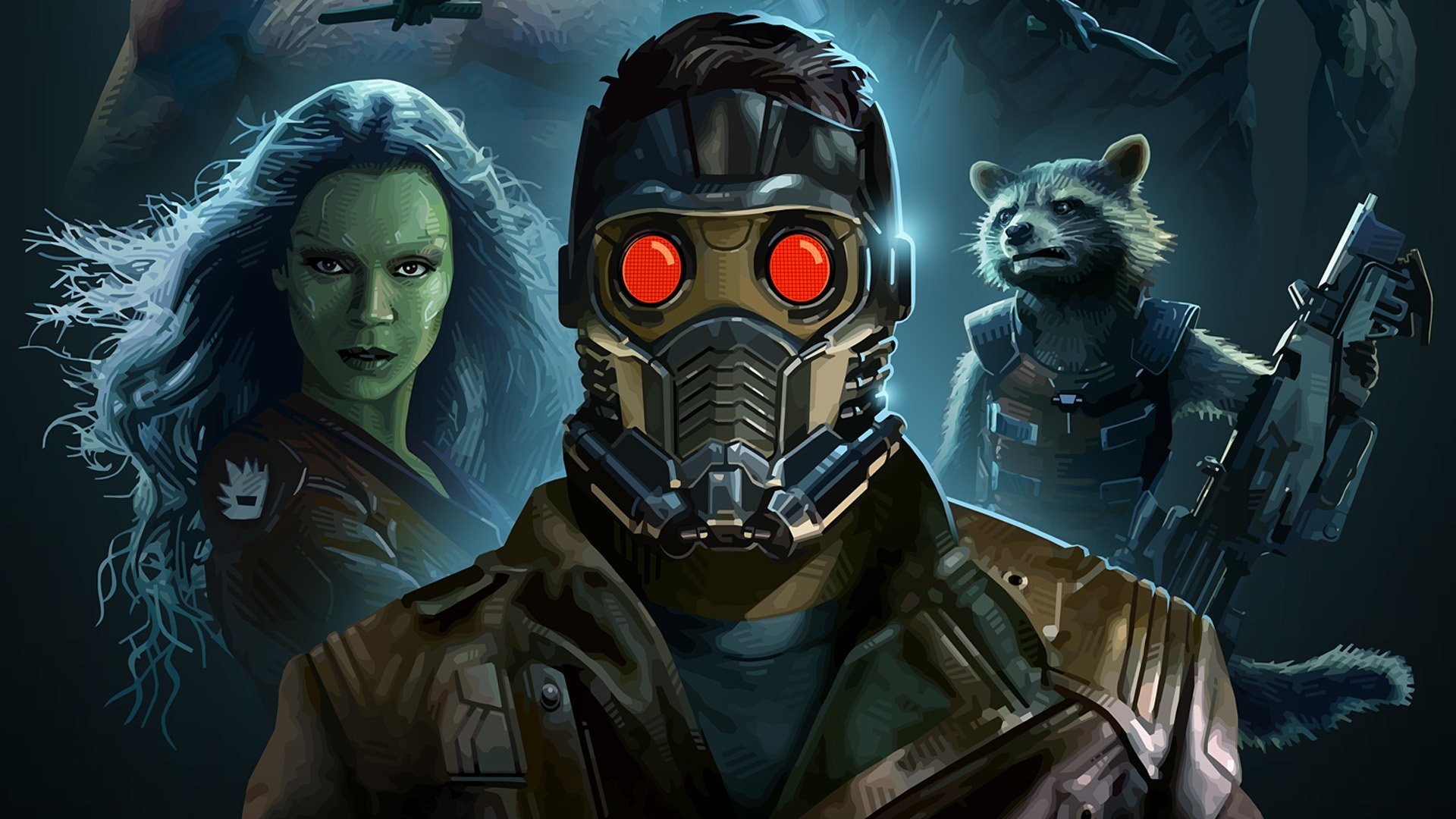 Wallpapers Id - - Star Lord Gamora And Rocket , HD Wallpaper & Backgrounds