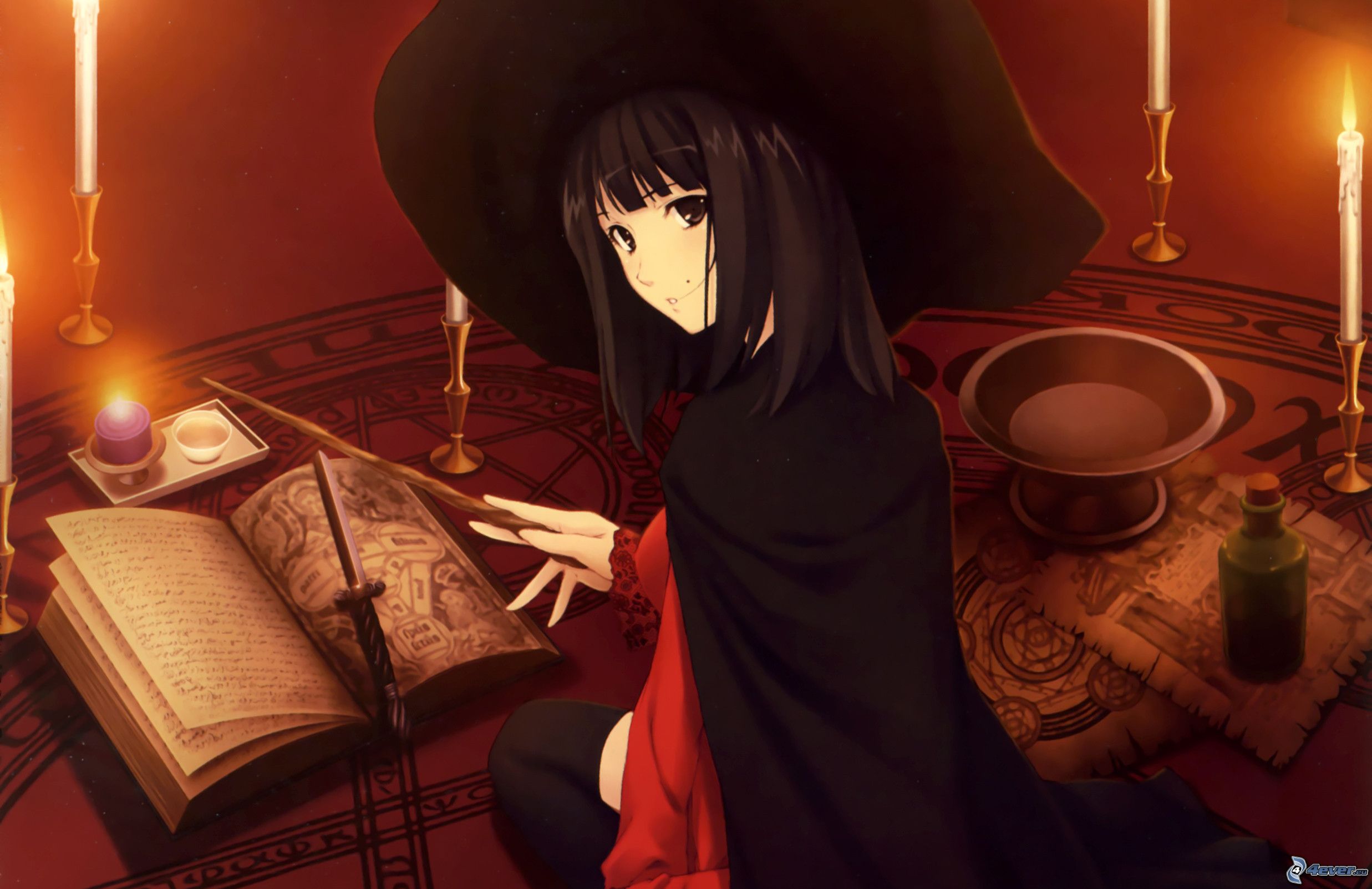 Anime Girl Witch Book , HD Wallpaper & Backgrounds