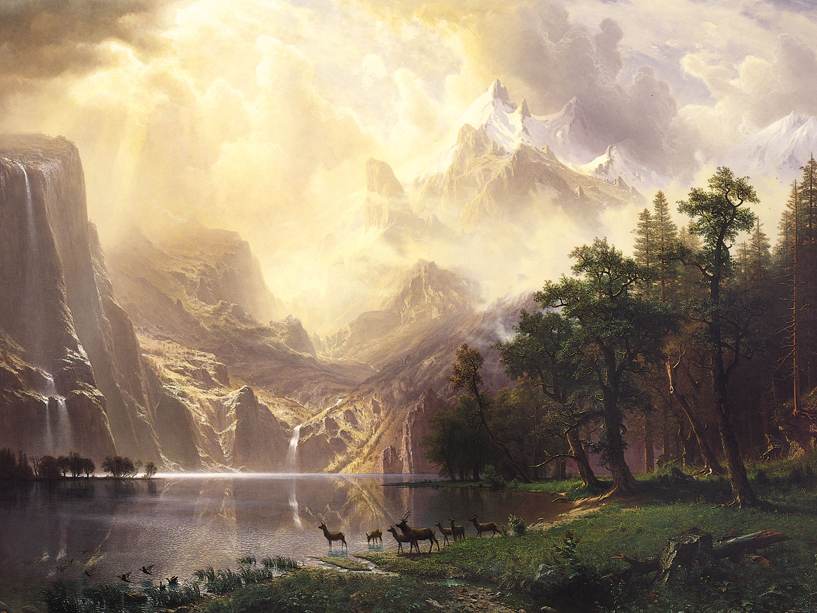 Albert Bierstadt Among The Sierra Nevada Mountains , HD Wallpaper & Backgrounds