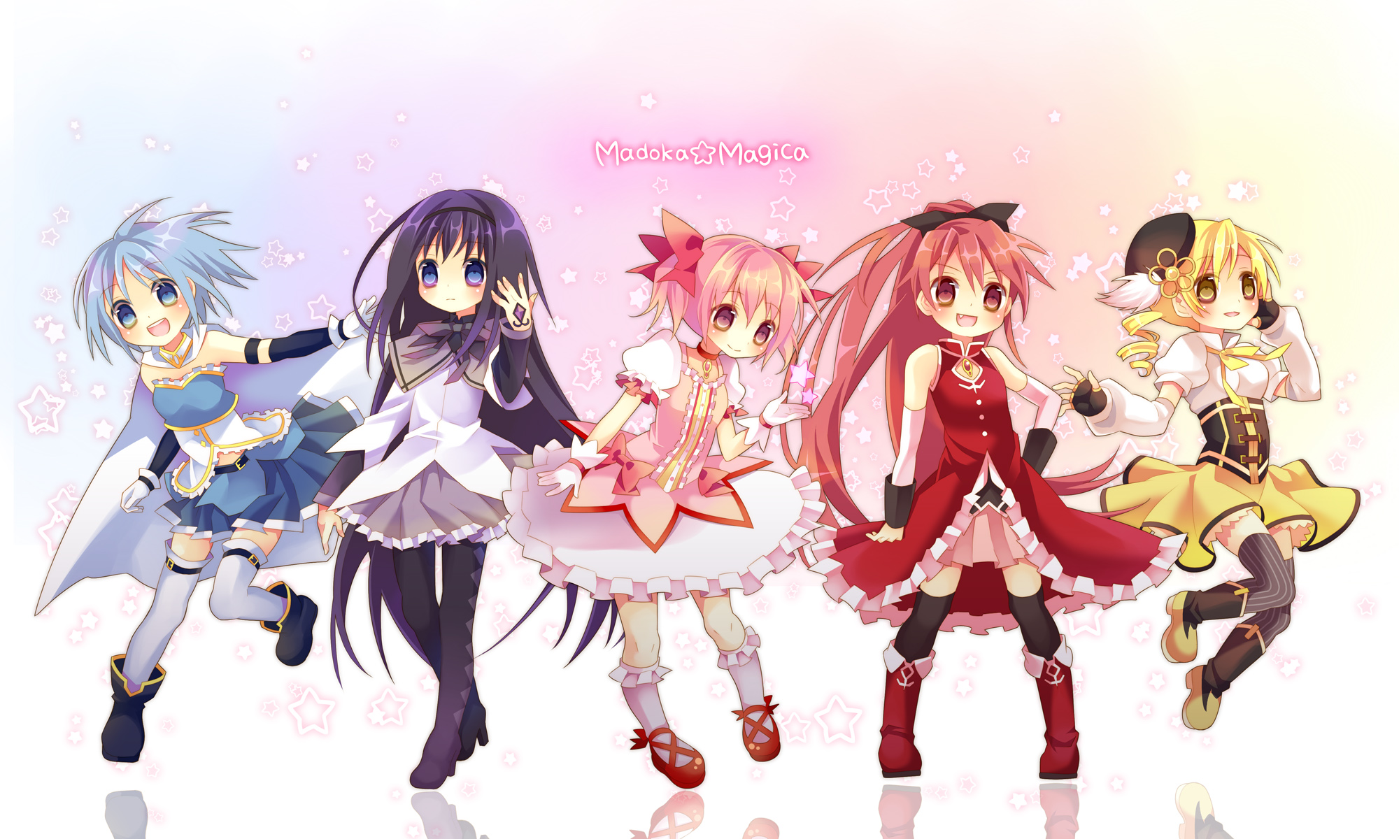 Puella Magi Madoka Magica Hd Wallpaper - Cute Anime Girl Group , HD Wallpaper & Backgrounds