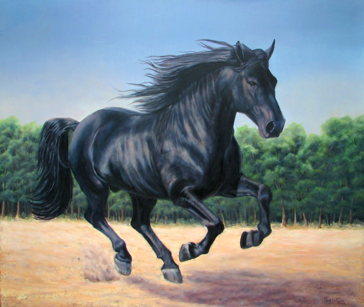 Caballos Óleo Caballos Al Óleo Caballos Salvajes Caballos - Black Horse Images Hd , HD Wallpaper & Backgrounds