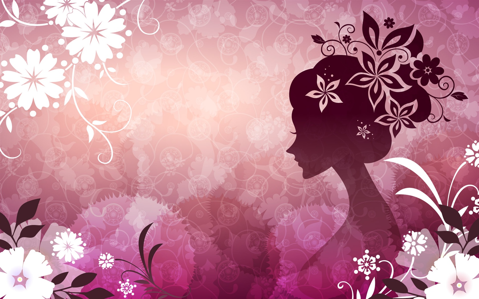 Wallpaper Vector Woman With Flowers Pink Theme Hd Picture, - Background Girl , HD Wallpaper & Backgrounds