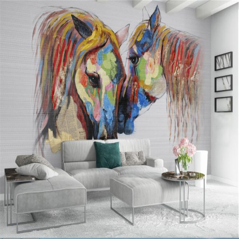 Beibehang Personalizado Wallpaper Moda Personalizada - Caballo Pintado Al Oleo , HD Wallpaper & Backgrounds