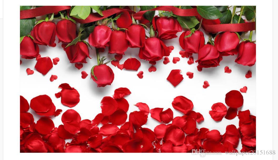 3d Murales De Pared Wallpaper Hermoso Amor Romántico - Red Rose Petals Wallpaper Hd , HD Wallpaper & Backgrounds