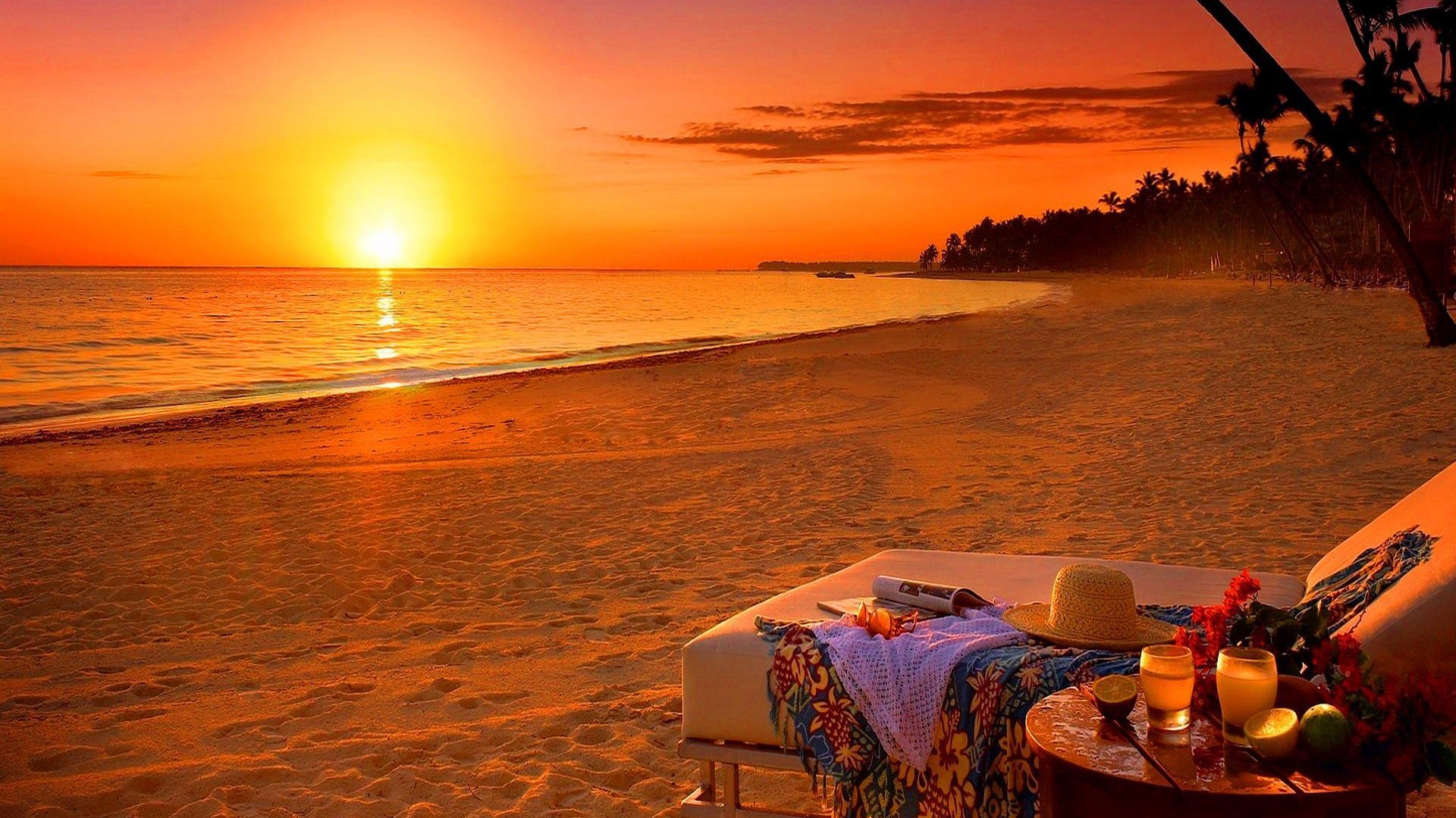 Romantic Cocktail - Summer Sunset Beach , HD Wallpaper & Backgrounds