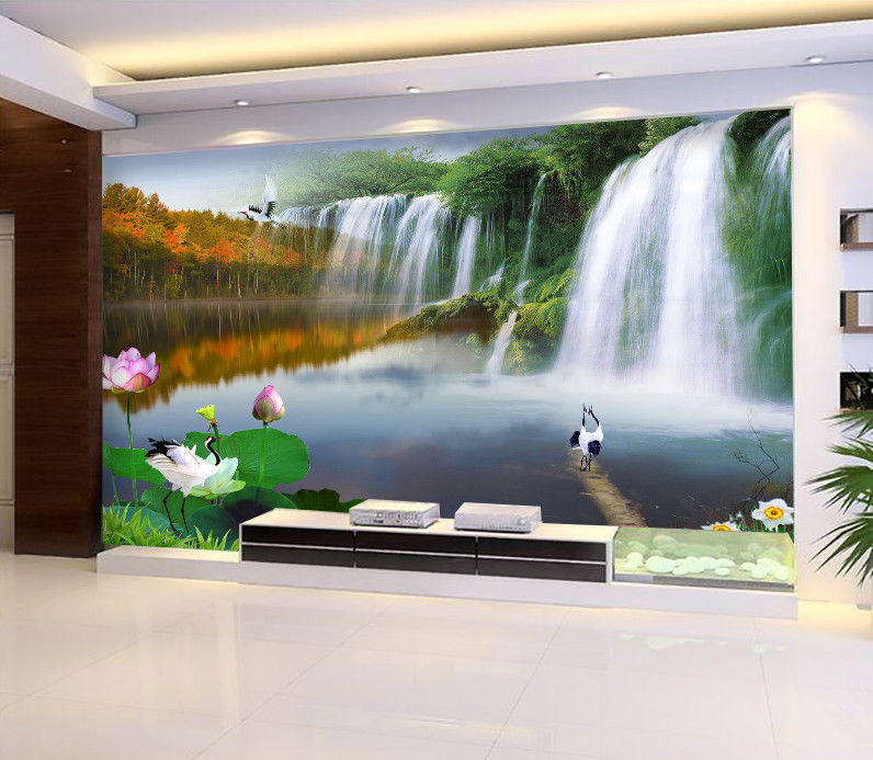 3d Wasserfall Landschaft 8983 Tapete Wandgemälde Tapeten - 八 骏 全 图 , HD Wallpaper & Backgrounds