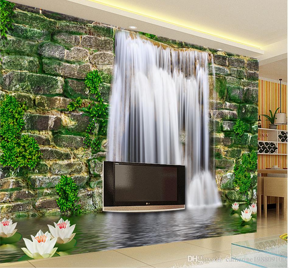Meilleur 3d Home Decor Großhandel Mode 3d Schöne Steinwand - Waterfall Wallpaper For Living Room , HD Wallpaper & Backgrounds
