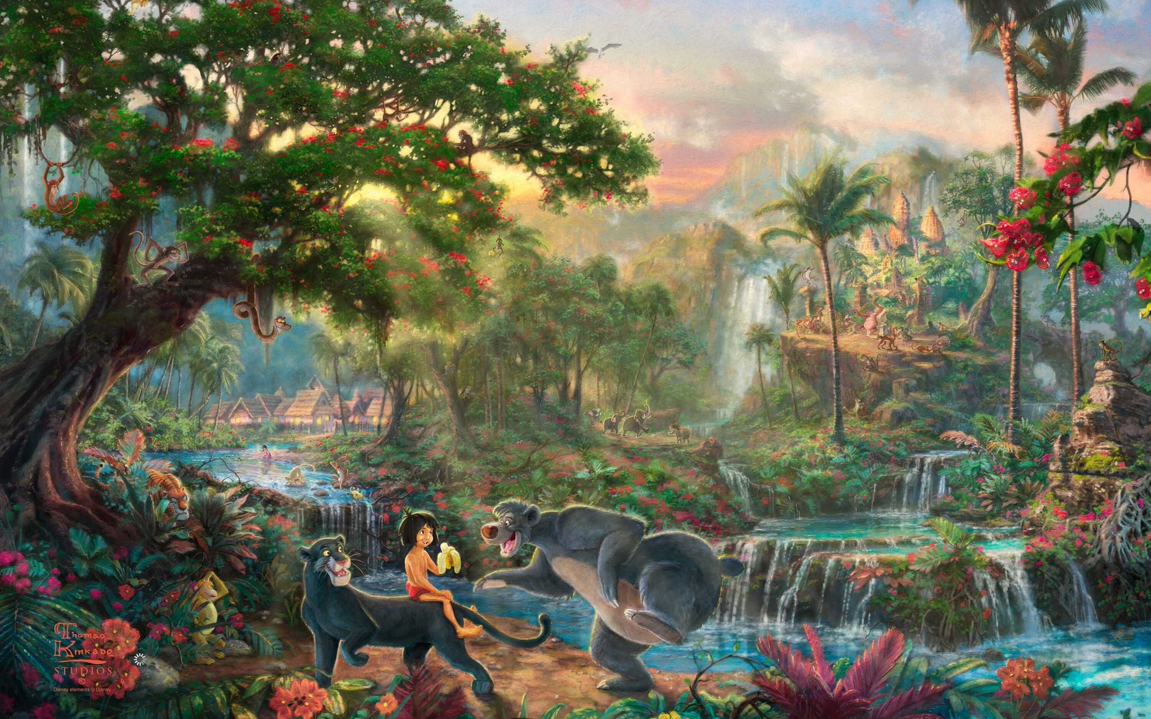 The Jungle Book - Thomas Kinkade Disney Jungle Book Puzzle , HD Wallpaper & Backgrounds