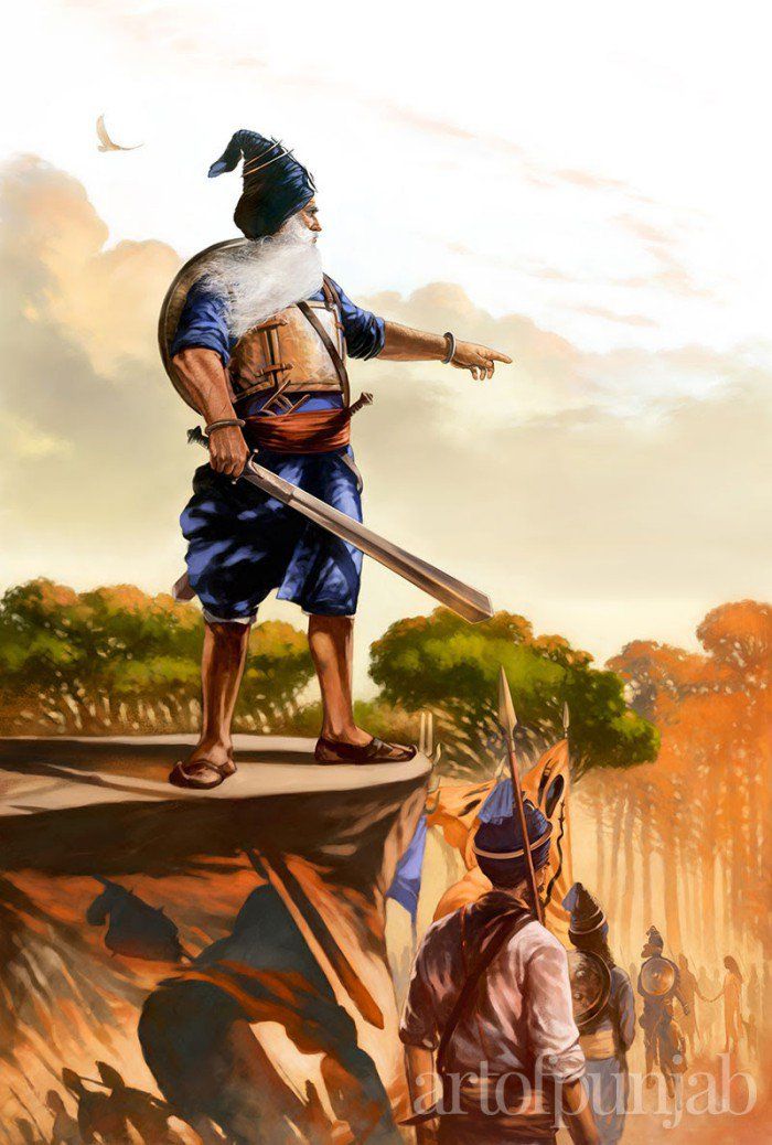 Spectacular New Painting Of Baba Deep Singh Shaheed - Baba Deep Singh Ji Art Of Punjab , HD Wallpaper & Backgrounds