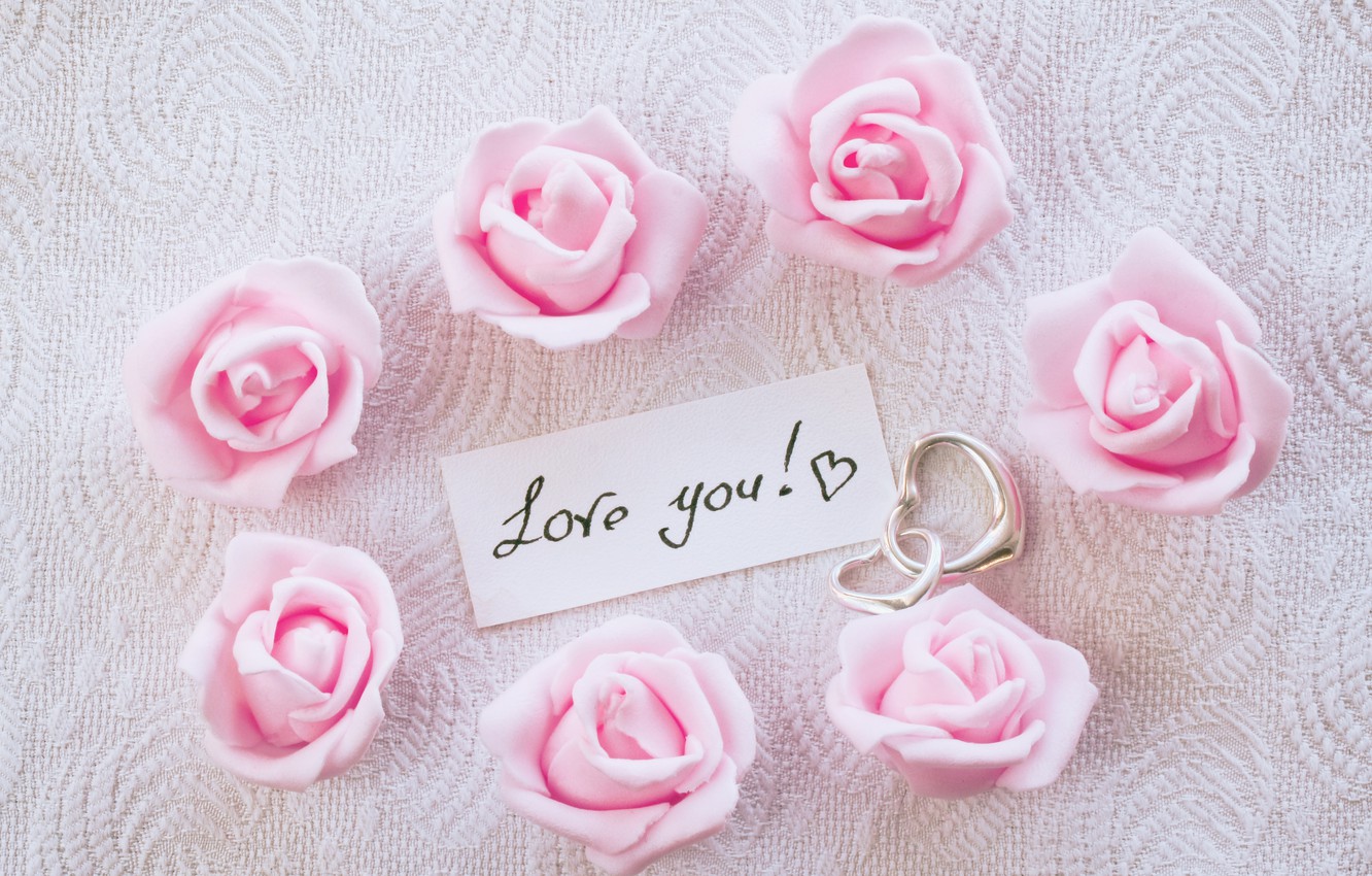 Photo Wallpaper Hearts, I Love You, Pink, Romantic, - Rose Romantic I Love You , HD Wallpaper & Backgrounds
