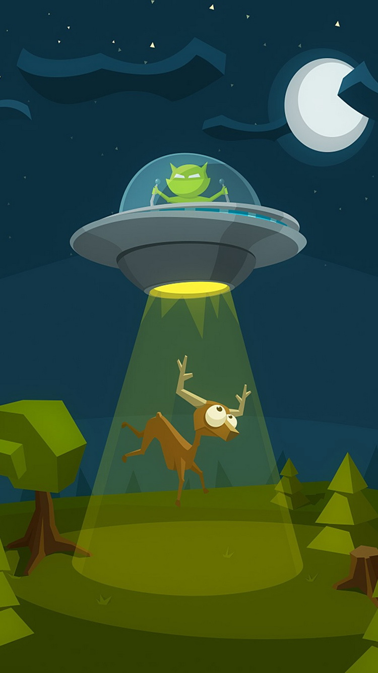 « Cartoon Et Flying Saucer » Lockscreen For Iphone - Iphone 6 Wallpaper Cartoon , HD Wallpaper & Backgrounds